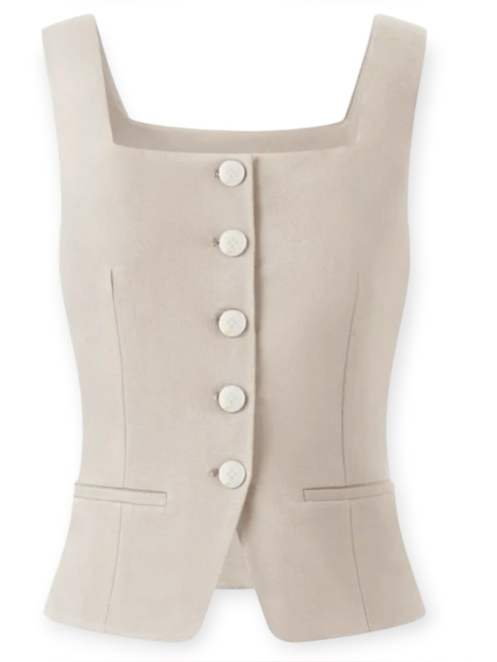 NWT OGL Stretch Ponte Square Neck Cropped Waistcoat Fog Beige Size 2XL Vest